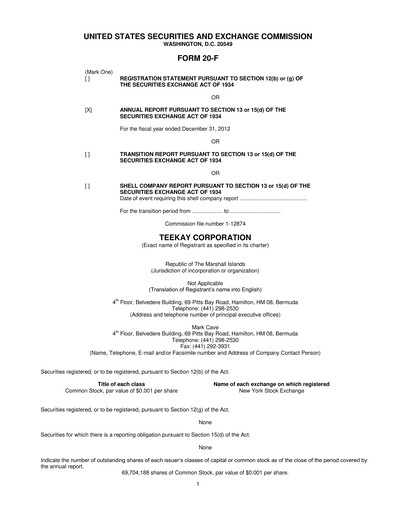 Thumbnail Teekay Annual Report 2012