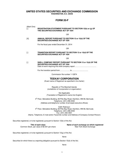 Thumbnail Teekay Annual Report 2014