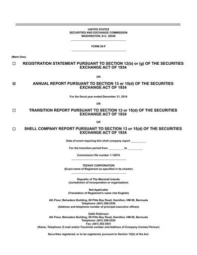 Thumbnail Teekay Annual Report 2016