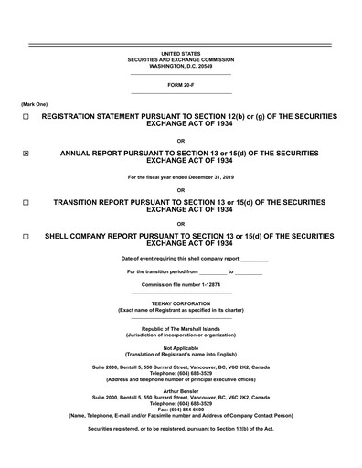 Thumbnail Teekay Annual Report 2019