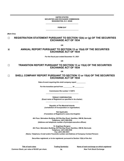 Thumbnail Teekay Annual Report 2021