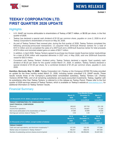 Thumbnail Teekay Quarterly Report 2026-q1