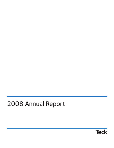 Thumbnail Teck Resources
 Annual Report 2008