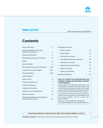 Thumbnail Tata Motors Annual Report 2003-2004