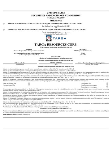 Thumbnail Targa Resources
 Annual Report 2025