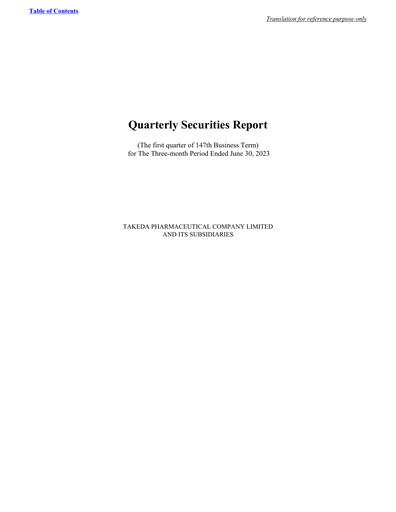 Miniature Takeda Pharmaceutical Rapport trimestriel 2023-q1