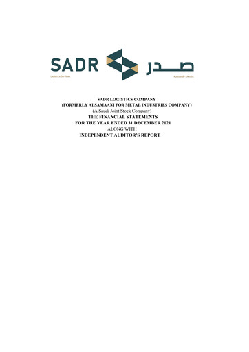 Thumbnail Sadr Logistics Company Financial Statement 2021