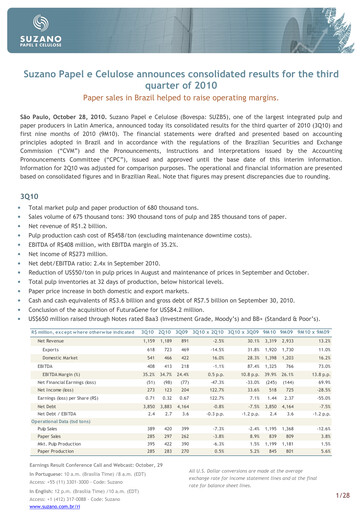 Thumbnail Suzano Quarterly Report 2010-q3