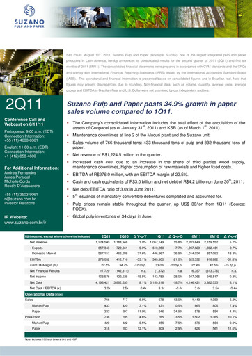 Thumbnail Suzano Quarterly Report 2011-q2