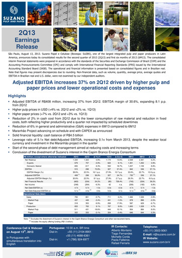 Thumbnail Suzano Quarterly Report 2013-q2