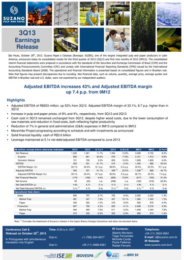 Thumbnail Suzano Quarterly Report 2013-q3