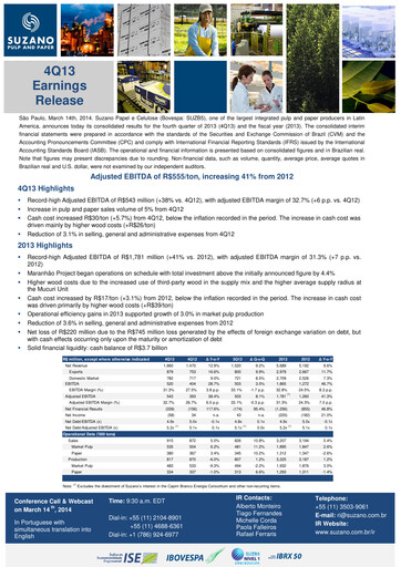 Thumbnail Suzano Quarterly Report 2013-q4