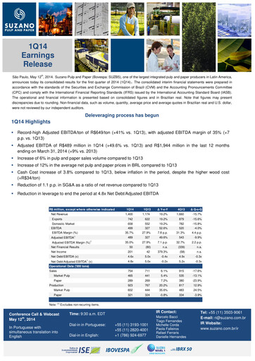 Thumbnail Suzano Quarterly Report 2014-q1