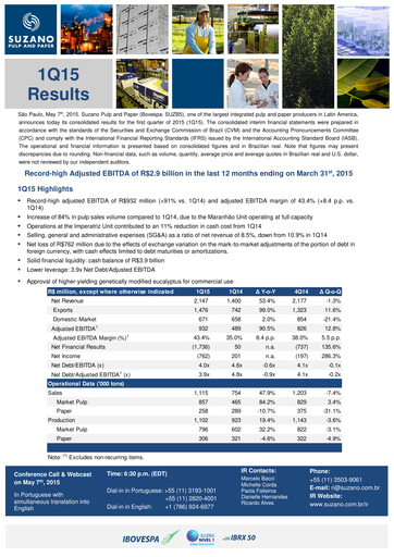 Thumbnail Suzano Quarterly Report 2015-q1