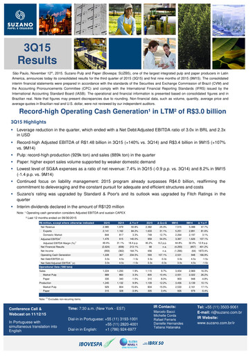 Thumbnail Suzano Quarterly Report 2015-q3