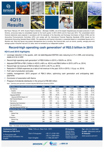 Thumbnail Suzano Quarterly Report 2015-q4