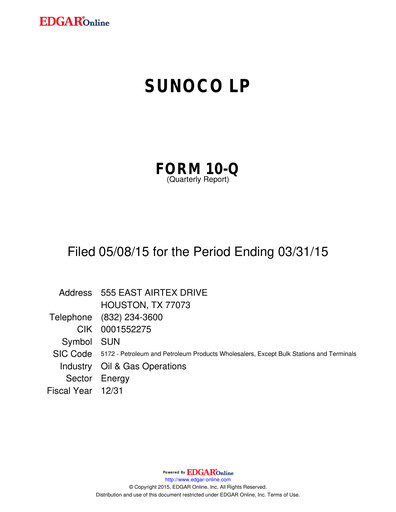 Vorschaubild Sunoco Quartalsbericht 2015-q1