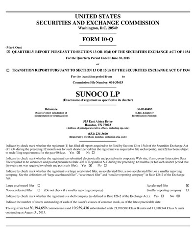 Vorschaubild Sunoco Quartalsbericht 2015-q2