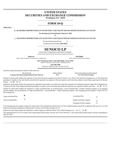 Vorschaubild Sunoco Quartalsbericht 2022-q1
