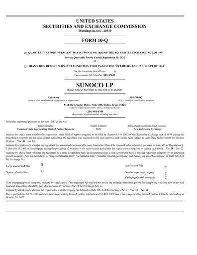 Vorschaubild Sunoco Quartalsbericht 2022-q3