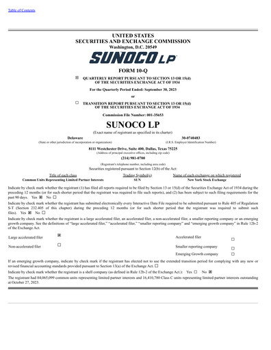 Vorschaubild Sunoco Quartalsbericht 2023-q3