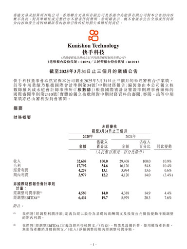 Thumbnail Kuaishou Technology Quarterly Report 2025-q1