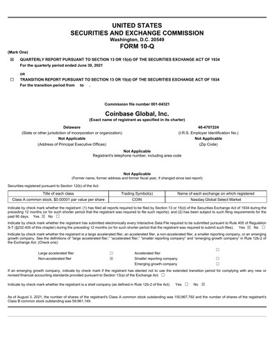 Miniature Coinbase Rapport trimestriel 2021-q2