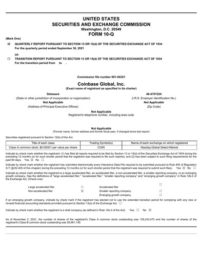 Miniature Coinbase Rapport trimestriel 2021-q3