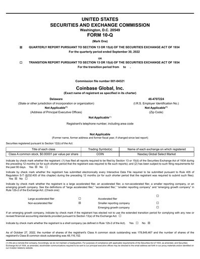 Miniature Coinbase Rapport trimestriel 2022-q3