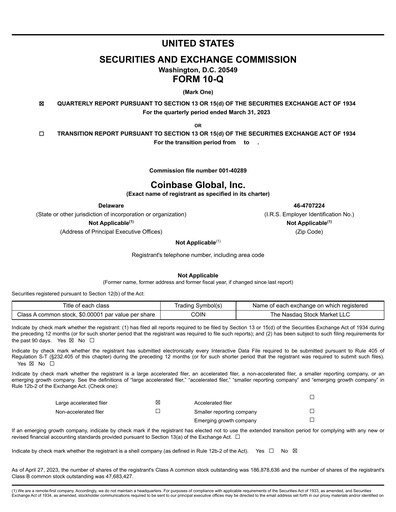 Miniature Coinbase Rapport trimestriel 2023-q1