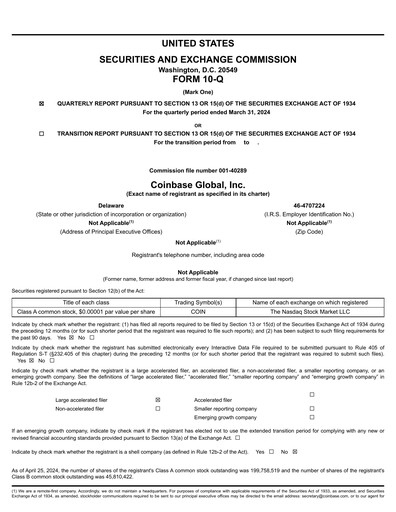 Miniature Coinbase Rapport trimestriel 2024-q1