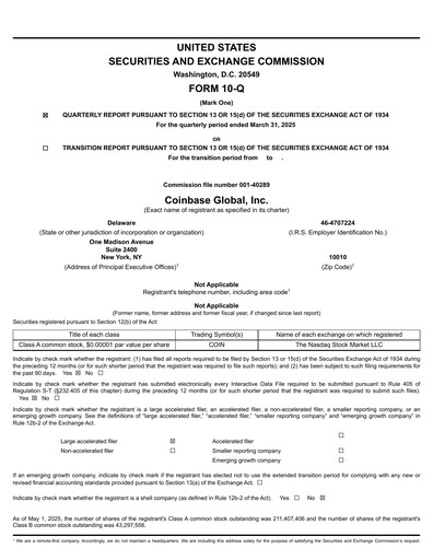 Miniature Coinbase Rapport trimestriel 2025-q1