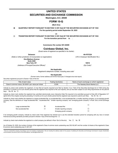 Miniature Coinbase Rapport trimestriel 2025-q3
