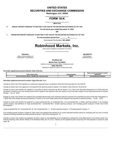 Thumbnail Robinhood Annual Report 2023