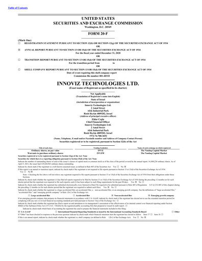 Thumbnail Innoviz Technologies Annual Report 2020