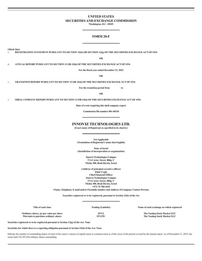 Thumbnail Innoviz Technologies Annual Report 2022