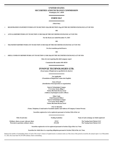 Thumbnail Innoviz Technologies Annual Report 2023