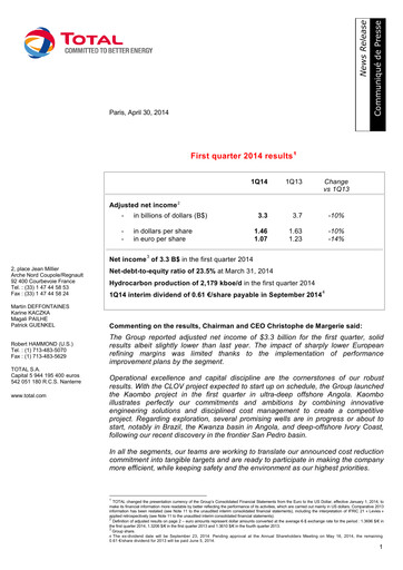 Thumbnail TotalEnergies Quarterly Report 2014-q1