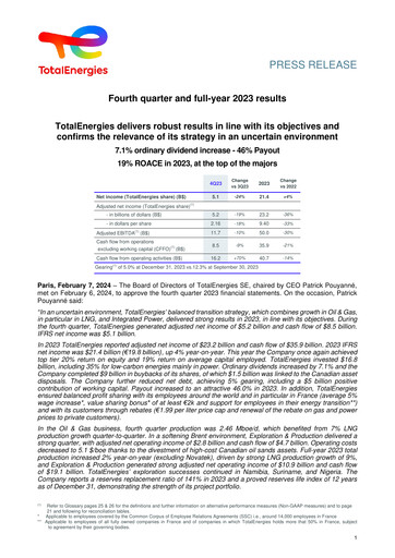 Thumbnail TotalEnergies Quarterly Report 2023-q4