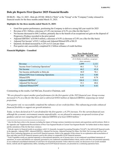 Thumbnail Dole PLC Quarterly Report 2025-q1
