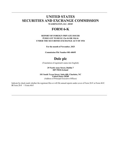 Thumbnail Dole PLC Quarterly Report 2025-q3