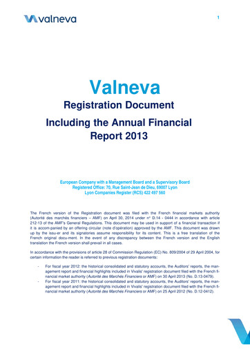 Miniature Valneva SE Document d'enregistrement universel 2013
