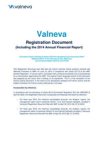 Miniature Valneva SE Document d'enregistrement universel 2014
