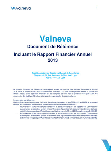 Miniature Valneva SE Document d'enregistrement universel 2013