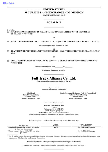 Miniature Full Truck Alliance Rapport annuel 2025