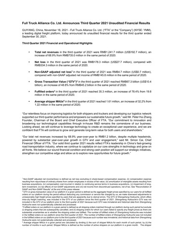Vorschaubild Full Truck Alliance Quartalsbericht 2021-q3