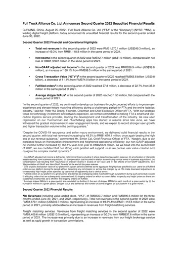 Vorschaubild Full Truck Alliance Quartalsbericht 2022-q2