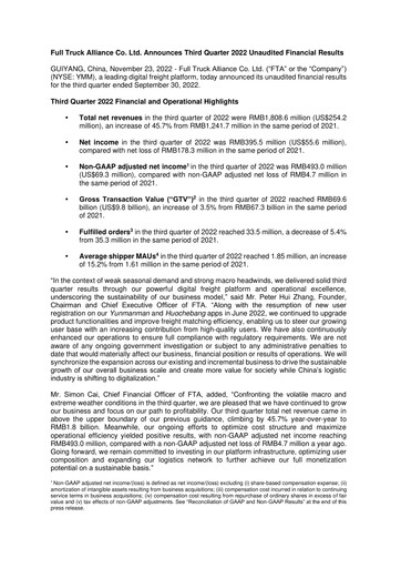 Vorschaubild Full Truck Alliance Quartalsbericht 2022-q3