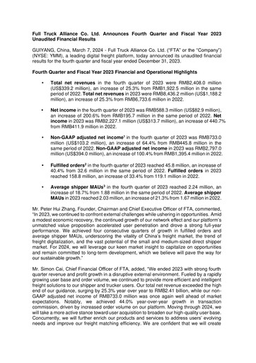 Vorschaubild Full Truck Alliance Quartalsbericht 2023-q4