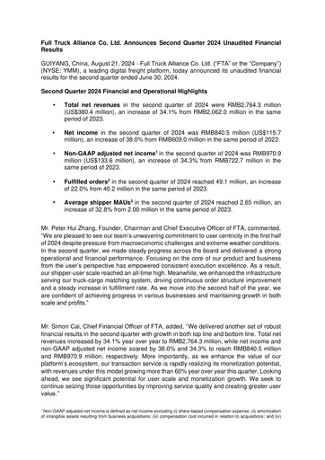 Vorschaubild Full Truck Alliance Quartalsbericht 2024-q2